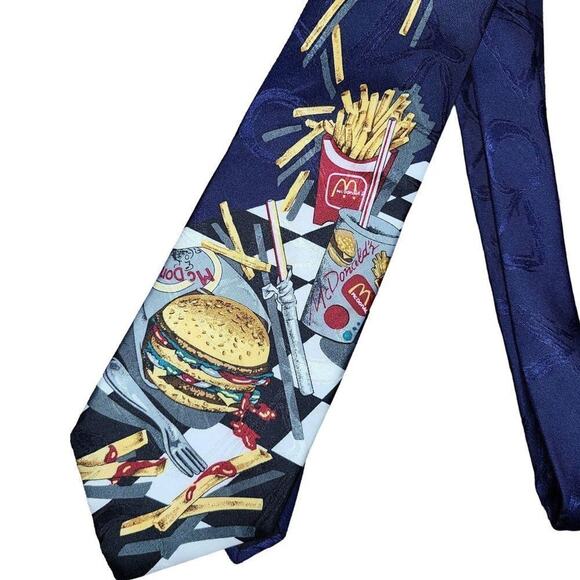 Vintage McDonald's Collection Men Accessories, 90's Burger & Fries Neck Tie RARE - Picture 4 of 5